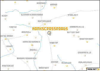 map of Monks Crossroads