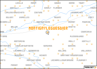 map of Montigny-le-Guesdier
