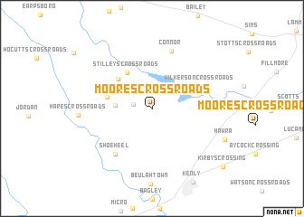 map of Moores Crossroads