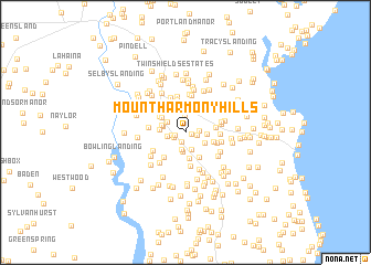 map of Mount Harmony Hills