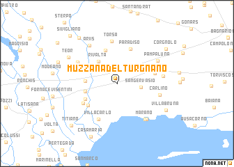 map of Muzzana del Turgnano