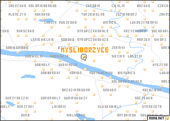 map of Myśliborzyce