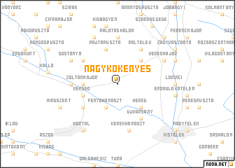 map of Nagykökényes