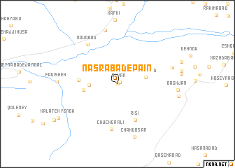 map of Naşrābād-e Pā\