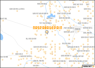 map of Naşrābād-e Pāʼīn