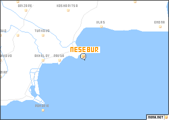 map of Nesebŭr