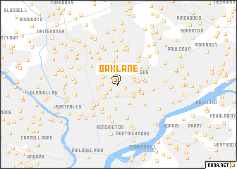 map of Oak Lane