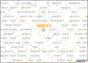 map of Obořice