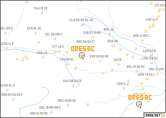 map of Orešac