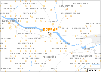 map of Orešje