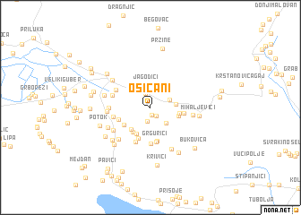 map of Osićani