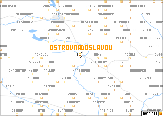 map of Ostrov nad Oslavou