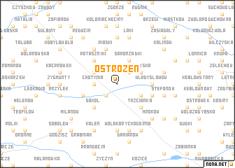 map of Ostrożeń