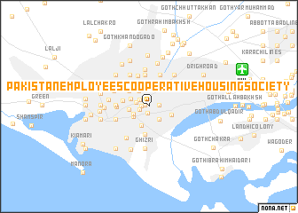 map of Pākistān Employees Cooperative Housing Society