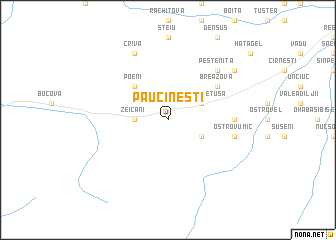 map of Păucineşti