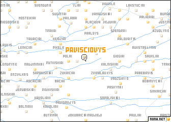 map of Paviščiovys