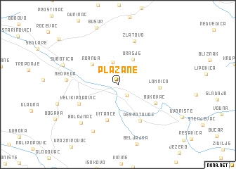 map of Plažane
