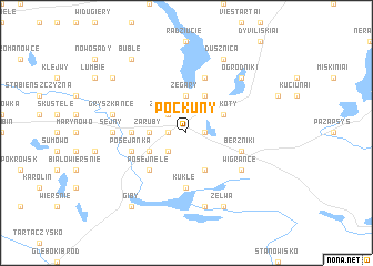 map of Poćkuny