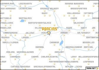 map of Poncins