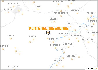 map of Porters Crossroads