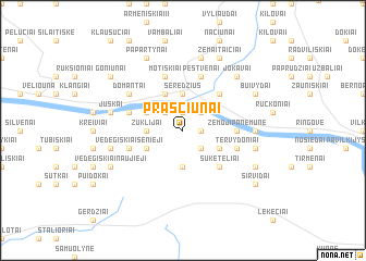 map of Praščiūnai