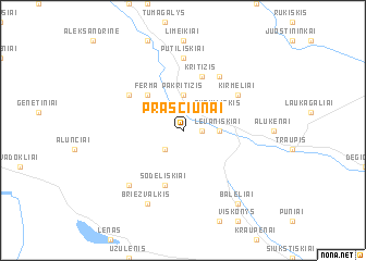 map of Praščiūnai