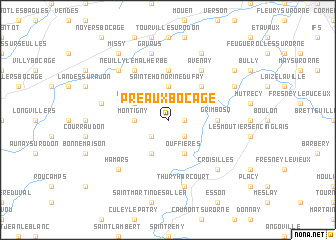 map of Préaux-Bocage