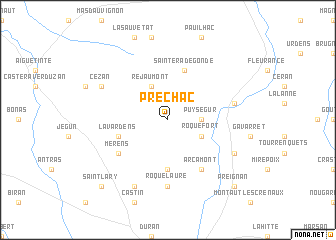 map of Préchac