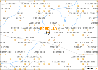 map of Précilly