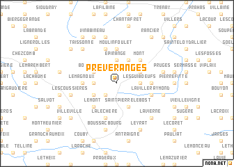 map of Préveranges