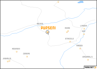 map of Puršēni
