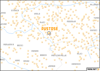 map of Pustoše