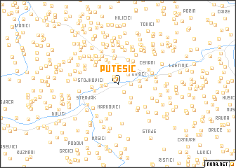 map of Putešić