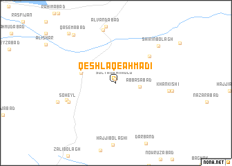 map of Qeshlāq-e Aḩmadī