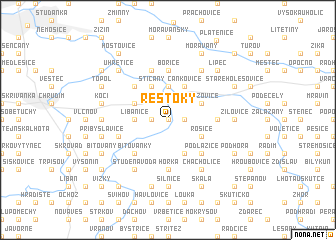 map of Řestoky