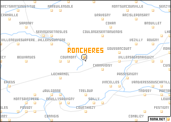 map of Ronchères