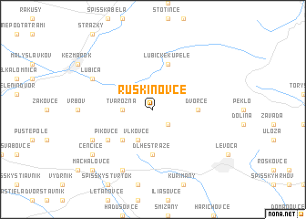 map of Ruskinovce