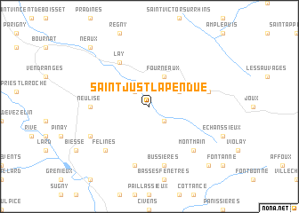 map of Saint-Just-la-Pendue
