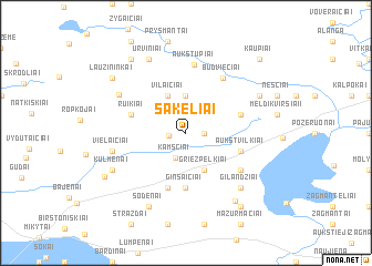 map of Šakeliai