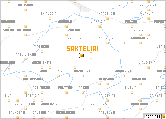 map of Sakteliai