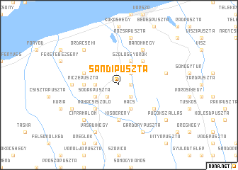 map of Sándipuszta