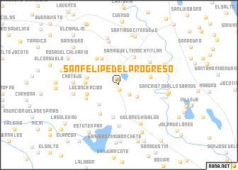 map of San Felipe del Progreso