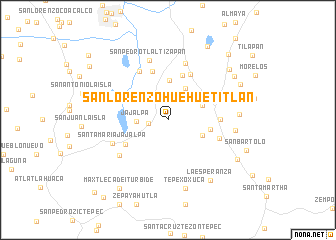 map of San Lorenzo Huehuetitlán