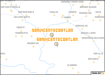 map of San Vicente Coatlán