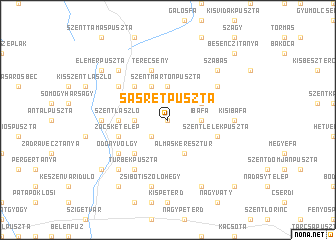 map of Sásrétpuszta
