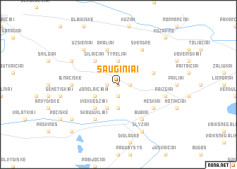 map of Sauginiai
