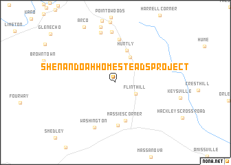 map of Shenandoah Homesteads Project