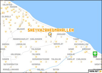 map of Sheykh Zāhed Maḩalleh