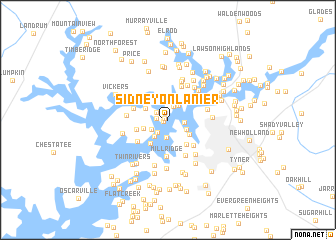 map of Sidney on Lanier