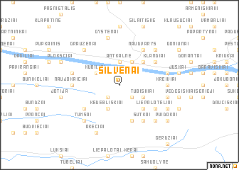 map of Šilvėnai